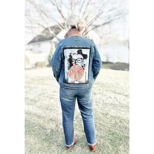 Handcrafted Marilyn Monroe Denim Jacket Women XL